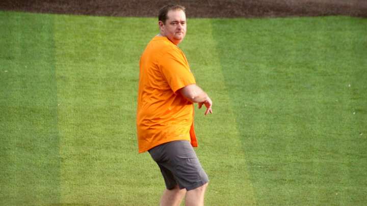 WATCH: Josh Heupel Throws First Pitch Before Tennessee-Missouri Game Two