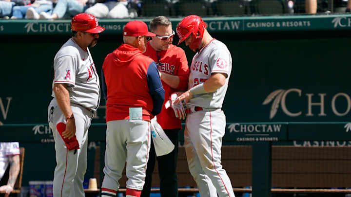 Mike Trout Hit By Pitch, Leaves Angels vs Rangers Game