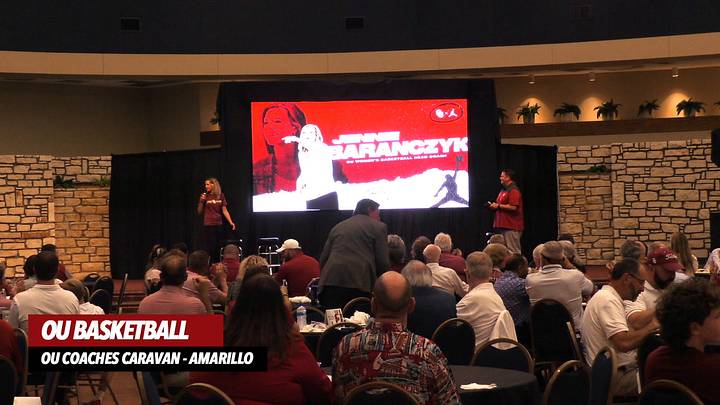 WATCH: Oklahoma's Jennie Baranczyk and Porter Moser at the Sooner Caravan in Amarillo