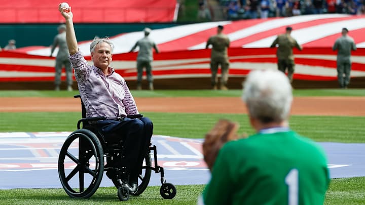 Texas Governor Backs Out of Throwing First Pitch at Rangers' Opener, Citing MLB's All-Star Game Decision Texas Governor Backs Out of Throwing First Pitch at Rangers' Opener, Citing MLB's All-Star Game Decision