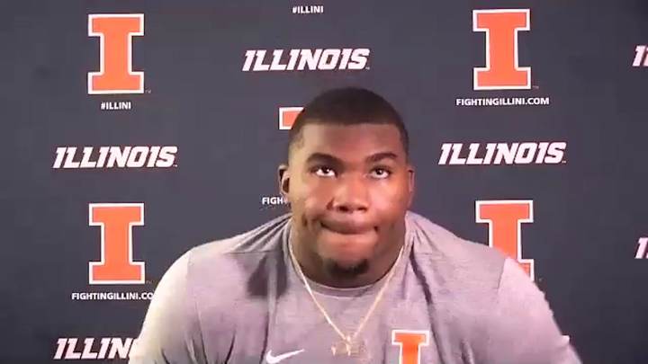 SPRING FOOTBALL POST-GAME VIDEO: Illini OLB Owen Carney Jr.