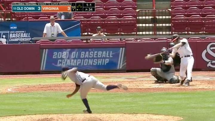 Virginia Pitcher Blasts Walk-Off Homer, Sends Team to Super Regionals