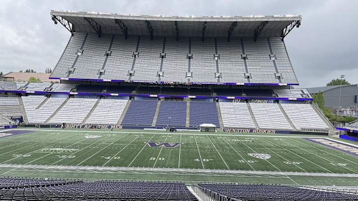 Husky Stadium Carpet Removal and Install in 30 Seconds
