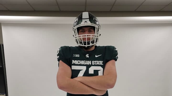 Clarkston 2023 Offensive Tackle Cole Dellinger impressed with Michigan State (Video)