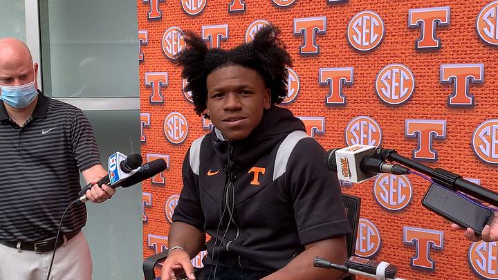 WATCH: Vols LB Juwan Mitchell talks Tennessee transition, Texas to SEC and more after 13th practice of Vols fall camp