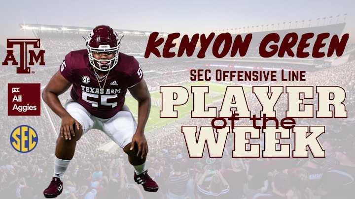 Texas A&M's Kenyon Green Named SEC Offensive Lineman Of The Week