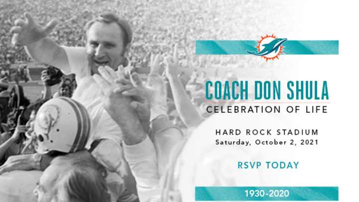 Dolphins Announce Plans to Celebrate Shula