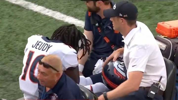 Jerry Jeudy Carted Off the Field After Ugly Ankle Injury