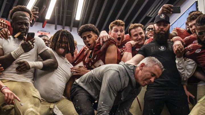 WATCH: Jordan Travis, Mike Norvell, and Josh Storms break the rock after FSU's win over UF WATCH: Jordan Travis, Mike Norvell, and Josh Storms break the rock after FSU's win over UF