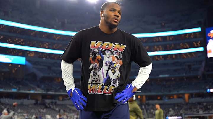 Dallas Cowboys LOOK: Micah Parsons Pregame Tribute to Injured Bills Star Von Miller Dallas Cowboys LOOK: Micah Parsons Pregame Tribute to Injured Bills Star Von Miller