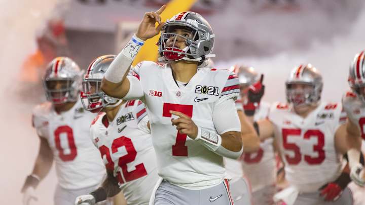 Sources: Ohio State To Wear Road Version Of 2002 Throwback Uniforms In Peach Bowl Sources: Ohio State To Wear Road Version Of 2002 Throwback Uniforms In Peach Bowl