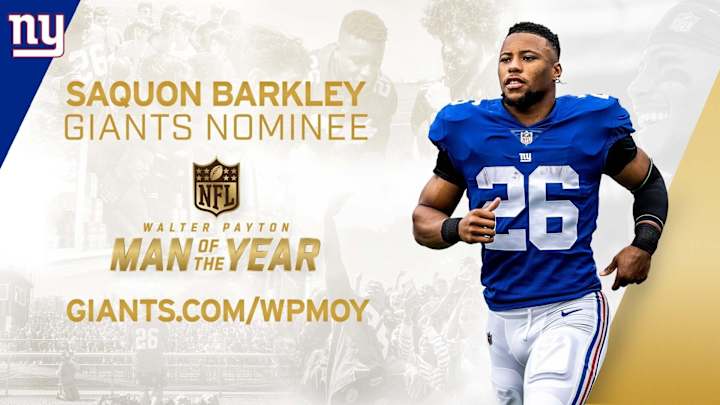 Giants' Saquon Barkley Nominated for "Walter Payton Man of the Year" Honors