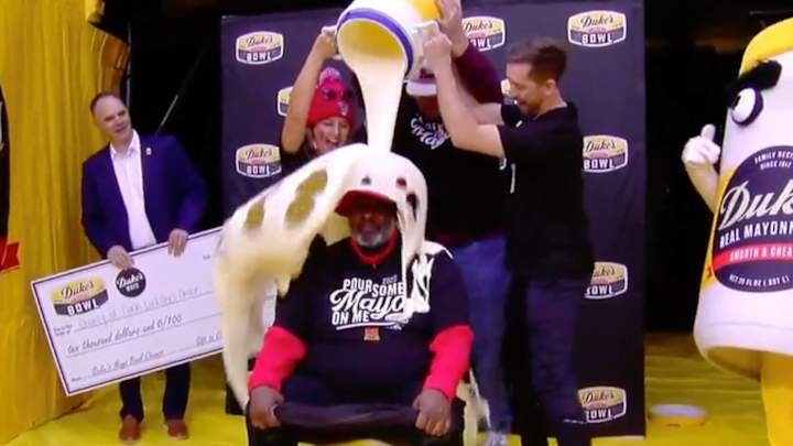 Maryland Coach Mike Locksley Gets Doused in Duke’s Mayo Following Bowl Win