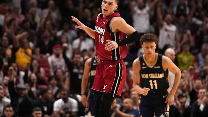 Watch Tyler Herro Hit A Trick Shot While Sitting In The Miami Heat Bench Seats