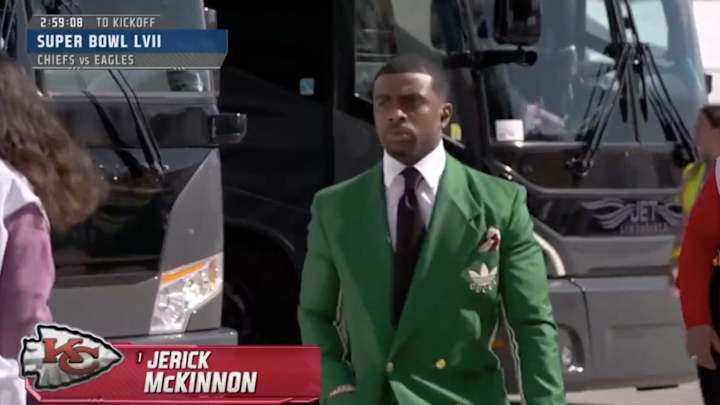Chiefs RB Jerick McKinnon Wore Eagles Colors to Super Bowl LVII and NFL Fans Had Jokes