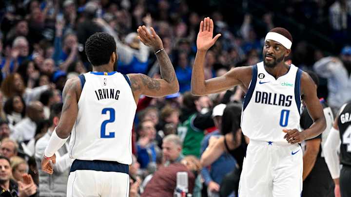 LISTEN: Luka Doncic & Kyrie Irving Mesh Well in Blowout Win; Justin Holiday Dazzles in Debut