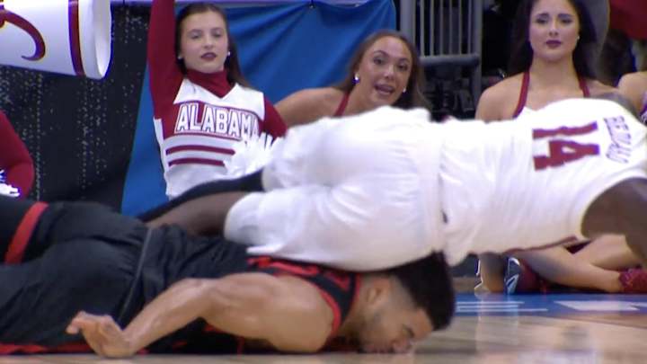 A SDSU Player Somehow Got Called For a Foul After Having His Face Smooshed into the Court A SDSU Player Somehow Got Called For a Foul After Having His Face Smooshed into the Court