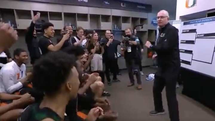 Miami’s Jim Larrañaga Breaks Out Hilariously Awkward Dance Moves After Upset of Houston