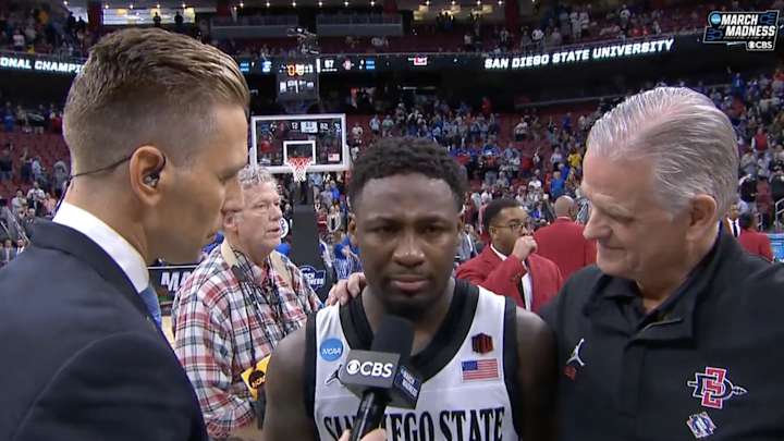 College Basketball Fans Rightfully Loved Darrion Trammell's Emotional Interview After SDSU's Win