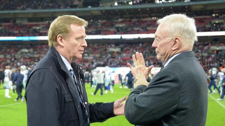 Jerry Jones vs. Roger Goodell: Cowboys Owner 'Knows Everything' in Dan Snyder Commanders Report Jerry Jones vs. Roger Goodell: Cowboys Owner 'Knows Everything' in Dan Snyder Commanders Report