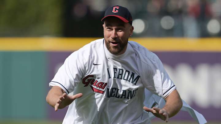 WATCH: Kansas City Chiefs Star Travis Kelce Throws Awful First Pitch at Cleveland Guardians Game