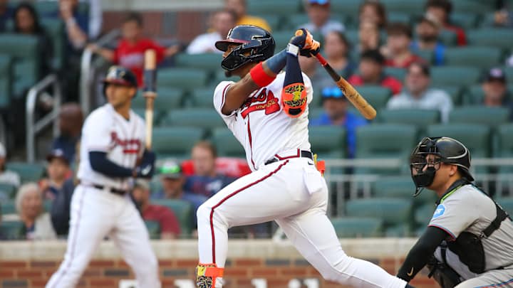 WATCH: Ronald Acuña singles home two for a seven-run lead in the first inning WATCH: Ronald Acuña singles home two for a seven-run lead in the first inning