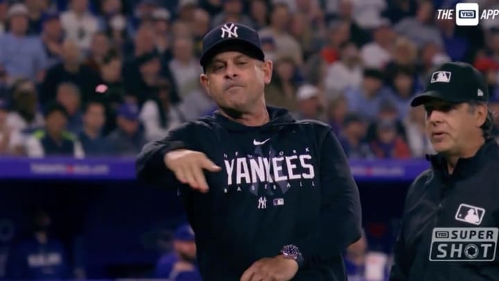 Aaron Boone Celebrated His Ejection by Firing His Gum Into the Abyss, and MLB Fans Loved It Aaron Boone Celebrated His Ejection by Firing His Gum Into the Abyss, and MLB Fans Loved It