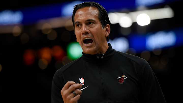 Erik Spoelstra Cuts off ESPN Reporter's ‘Ridiculous’ Question About Nikola Jokic After Game 2 Win
