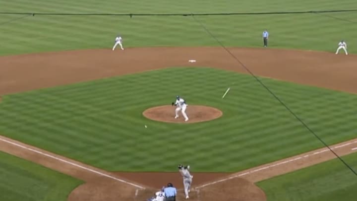Royals SS Bobby Witt Jr. Got Totally Bamboozled by a Flying Broken Bat Royals SS Bobby Witt Jr. Got Totally Bamboozled by a Flying Broken Bat