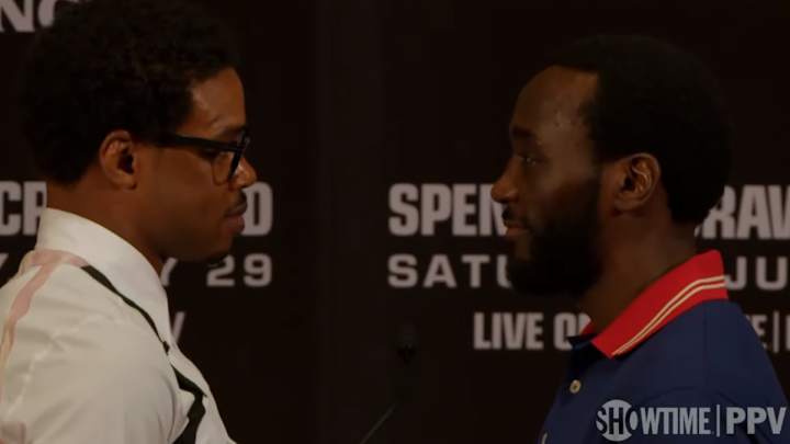 VIDEO: Errol Spence Jr. & Terence Crawford Staredown From First Press Conference