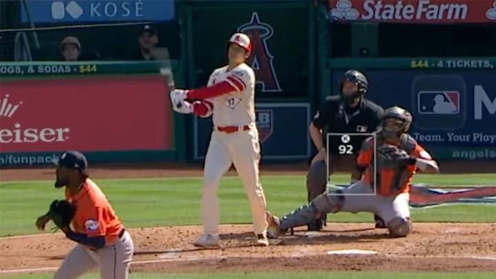 Shohei Ohtani Wows Fans With Explosive-Sounding Foul Ball Against Astros