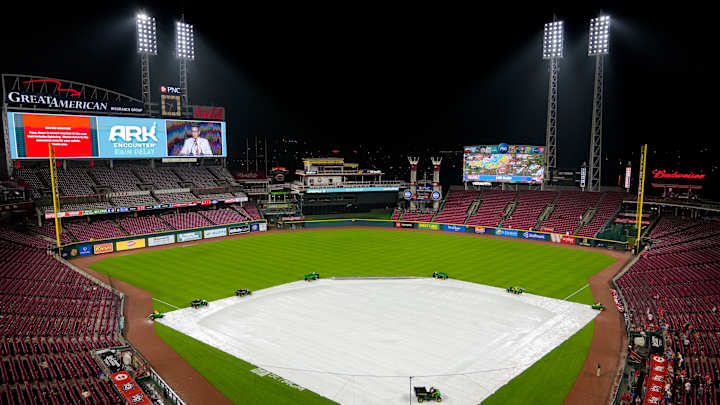 Watch: Reds Grounds Crew Member Gets Eaten by Tarp During Weather Delay Watch: Reds Grounds Crew Member Gets Eaten by Tarp During Weather Delay