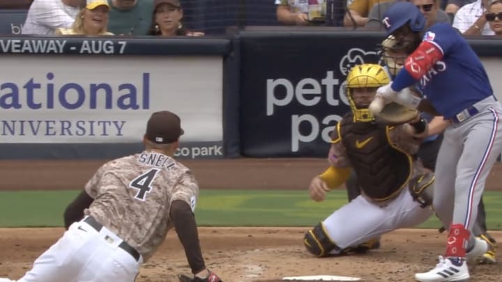 Adolis García Got the Luckiest Hit on a Pitch That Glanced Off the Knob of His Bat Adolis García Got the Luckiest Hit on a Pitch That Glanced Off the Knob of His Bat