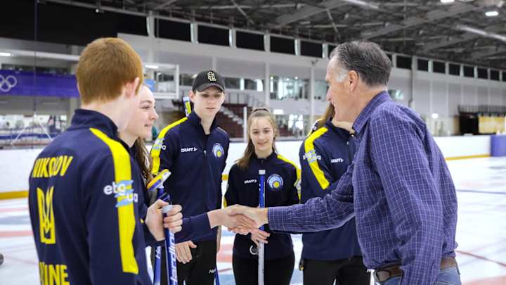 Romney Visits Ukraine Curling Base