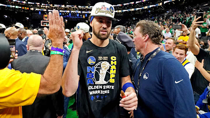 Klay Thompson Loses Warriors Championship Hat in Hilarious Video