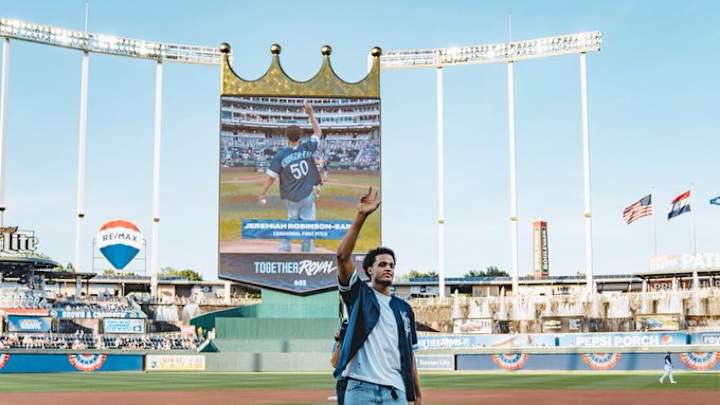 Jeremiah Robinson-Earl Tosses First Pitch at Royals Game