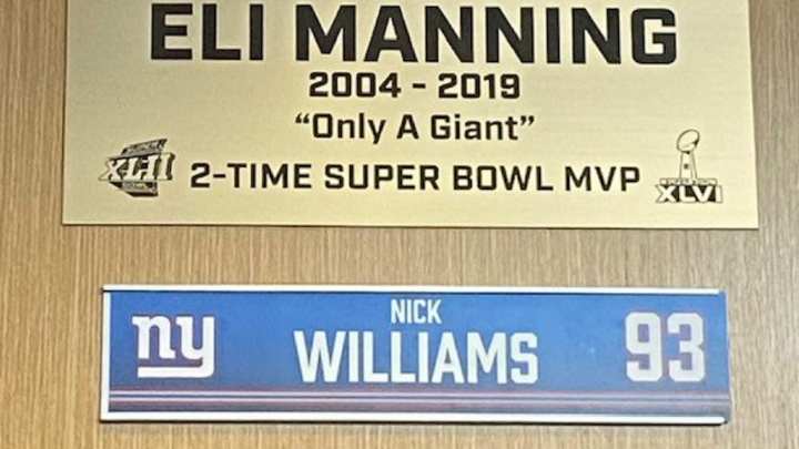 Giants Defensive Lineman Nick Williams Gets a Special Locker Assignment Giants Defensive Lineman Nick Williams Gets a Special Locker Assignment