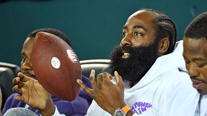 76ers Star James Harden Attends First Eagles Game