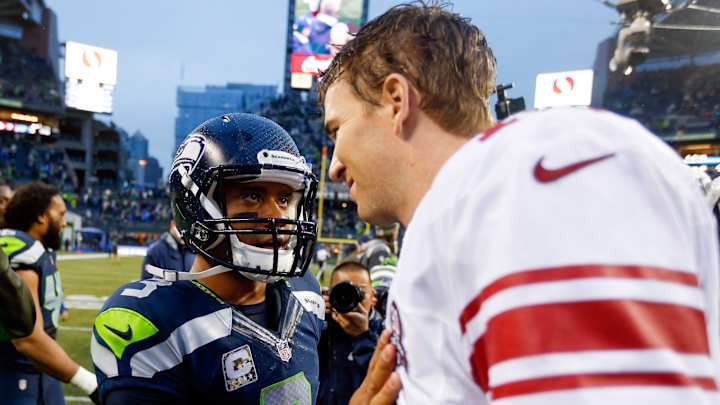 Russell Wilson Claps Back at Eli Manning Jab: 'Not Stressed About It' Russell Wilson Claps Back at Eli Manning Jab: 'Not Stressed About It'