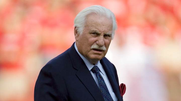 Howard Schnellenberger Being Honored With Trophy For Miami vs Louisville Game