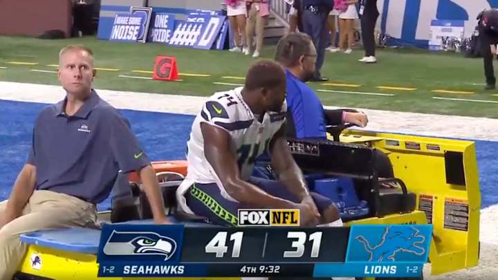Seahawks’ DK Metcalf Carted Off Field for a Bathroom Break (Video)