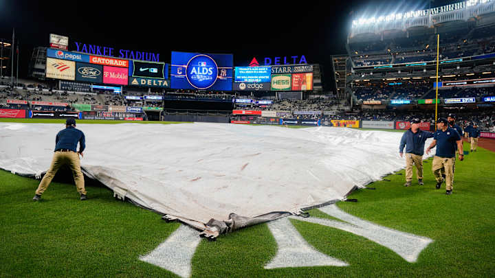 Yankees, Guardians ALDS Game 5 Postponed After Weather Delays Yankees, Guardians ALDS Game 5 Postponed After Weather Delays