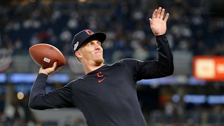 WATCH: Myles Straw, Guardians Play Football with Yankees Fans During Game 5 Rain Delay