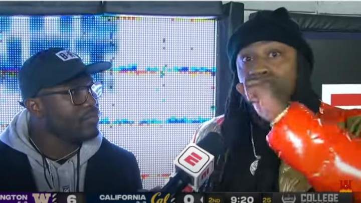 Marshawn Lynch Accidentally Drops F-Bomb During Cal Game on ESPN Marshawn Lynch Accidentally Drops F-Bomb During Cal Game on ESPN