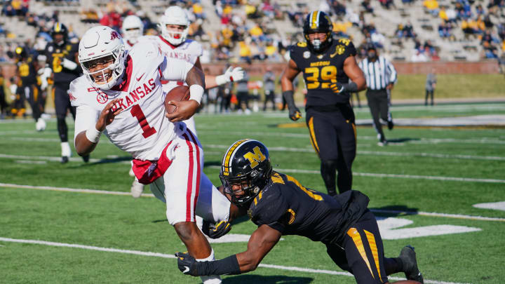 Eli Drinkwitz Preparing for 'Difficult Challenge' Against Arkansas Quarterback KJ Jefferson