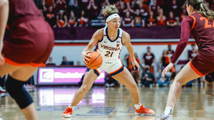 Kitley & Amoore Too Much for Virginia in 76-63 Loss at Virginia Tech