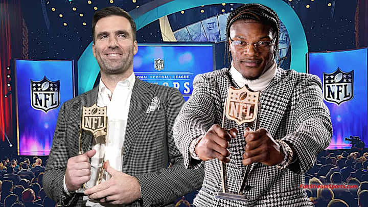 Ravens WATCH: Lamar Jackson, Joe Flacco Share a Celebratory Hug at NFL Honors