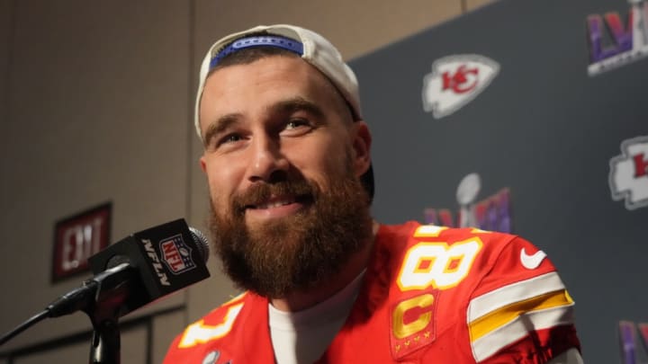 Travis Kelce’s Pregame Outfit for Super Bowl LVIII Made Him Look Like a Legit Rock Star Travis Kelce’s Pregame Outfit for Super Bowl LVIII Made Him Look Like a Legit Rock Star