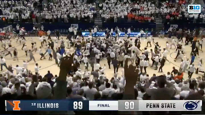Penn State Fans Storm the Court After Epic Comeback Win Over No. 12 Illinois
