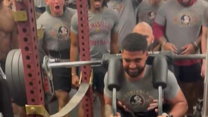 WATCH: FSU Football Quarterback DJ Uiagalelei Squats Over 400 Pounds At Squat Party WATCH: FSU Football Quarterback DJ Uiagalelei Squats Over 400 Pounds At Squat Party
